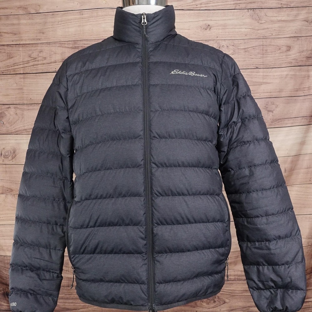 Eddie Bauer Jacket Mens Small Gray EB650 Down Puffer Full Zip Lightweight - Picture 1 of 10